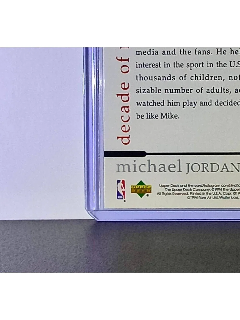 Michael Jordan 1994 Upper Deck Rare Air MJ Decade of Dominance #68 Card Bulls
